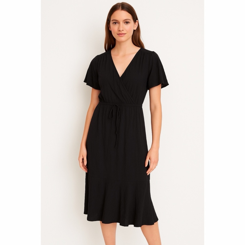 NWT LOFT Swiss Dot Faux Wrap Midi Dress